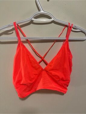 Parade Strappy Longline Bralette Sexy Silky Mesh - Hot Lava / Bright Coral